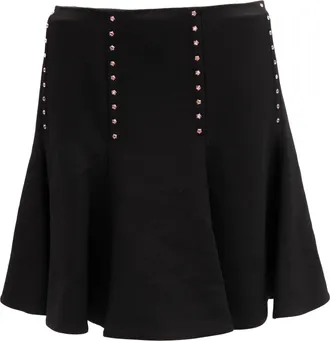 Valentino Garavani Mini Black Skirt with Gold Womens Details