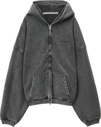 Alexander Wang All-over Crystal Oversized Zip Up Hoodie