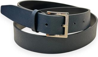 Orciani Basis Saffiano Leren Riem - Heren - Riemen - Blauw - 110 CM - Accessoires