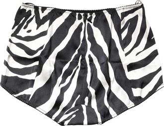 Dolce & Gabbana Womens Black White Zebra High Waist Girdle Panty Underwear And Silk Elastane Clothing