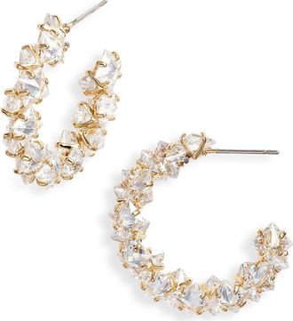 Nordstrom Staggered Cubic Zirconia Pyramid Hoop Earrings in Clear- Gold at Nordstrom