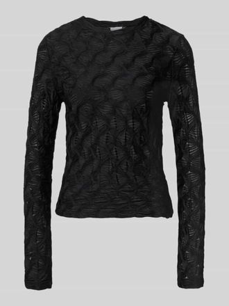 Jake*s Longsleeve mit Strukturmuster und Rundhalsausschnitt in Black, Größe XXL