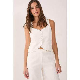 NASTY GAL Button Front Tailored Waistcoat in White at Nordstrom, Size X-Large