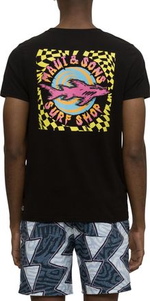 Maui and Sons Iconic Short Sleeve T-Shirt for Men & Women | Multiple Styles & Colors | Crew Neck Graphic Tees Desgined for Everyday Comfort, Surf Shop | Black, L