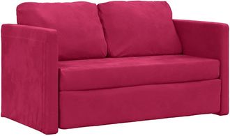 vidaXL Sof&aacute; Cama De Suelo 2 En 1 Terciopelo Rojo Tinto 122x204x55 Cm Vidaxl