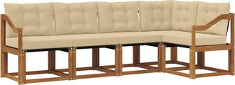 vidaXL Conjunto De Sof&aacute;s De Exterior 5 Uds. Natural Y Beige Vidaxl