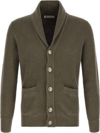 Brunello Cucinelli Green Shawl Neck Cardigan