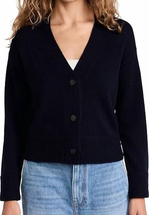 Vince Wool Cashmere Boxy Cardigan In Black
