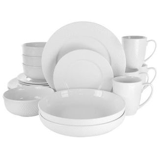 Elama Maisy 18 Piece Round Porcelain Dinnerware Set in White at Nordstrom