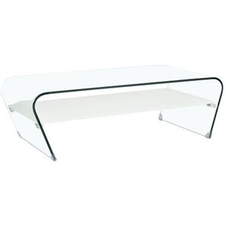 Vente-Unique Vente-unique - Tavolino in Vetro temperato bianco Ripiano bianco laccato - kelly