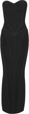 Balmain Lang strapless gebreide jurk - Dames - Avondkleed - Zwart - S - Polyester - Kleedjes