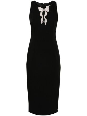Nissa bow-detail crepe midi dress - Black