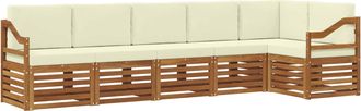 vidaXL Conjunto De Sof&aacute;s De Exterior 6 Uds. Natural Y Crema Poli&eacute;ster Vidaxl