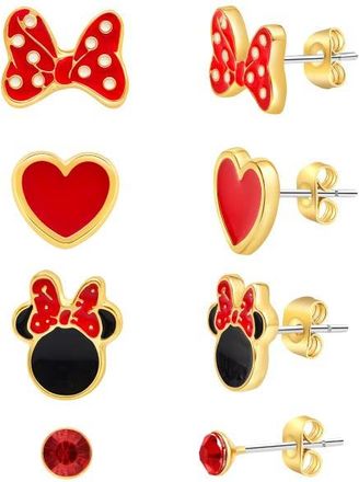Disney Minnie Mouse Red Crystal and Enamel-Plated Stud Earrings in Multicolor at Nordstrom
