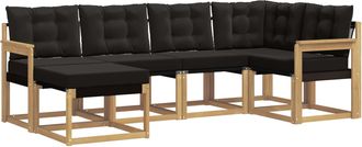 vidaXL Conjunto De Sof&aacute;s De Exterior 6 Uds. Blanco Y Negro Vidaxl