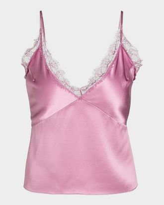 Kiki De Montparnasse Lace-Trim Silk Charmeuse Cami