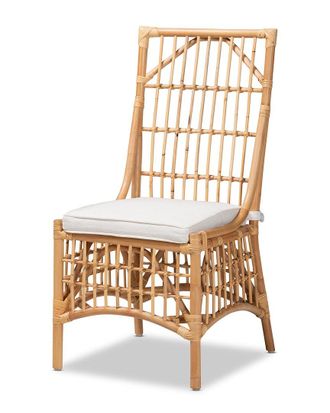 Baxton Studio Rose Upholstered Rattan Dining Chair