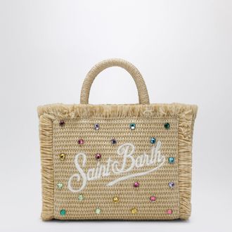 MC2 Saint Barth Small Colette bag in straw-effect fabric with beads