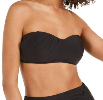 DKNY Draped-Front Bandeau Bikini Top In Black