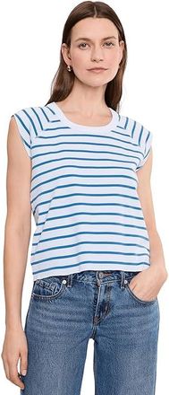 Lilla P Rib Stripe Short Sleeve Scoop Neck Womens Clothing Regatta Stripe : MD, Cotton