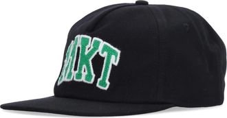 Market Zwarte Platte Klep 5 Panel - Heren - Petten - Zwart - ONE Size - Katoen - Accessoires