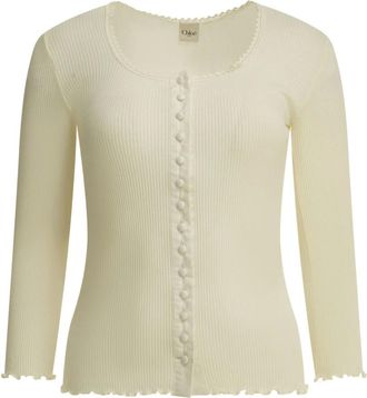 Chlo&eacute; Top aderente in jersey a coste - - Tops - Donna - Beige - M