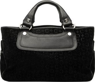 Celine Pre-owned Womens C Macadam Suede Boogie Handbag - Black Leather - One Size