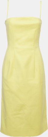 Sportmax Yellow Cotton Bustier Midi Dress