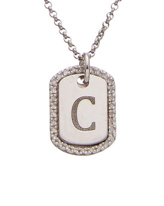 Meshmerise 18K Over Silver 0.20 Ct. Tw. Diamond Dog Tag Initial Necklace (A-Z)