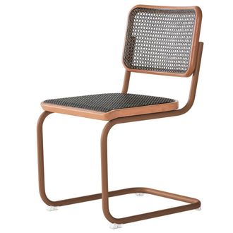 Thonet S 32 V Stuhl, rosenholz / Eiche gebeizt / Rohrgeflecht mit Kunststoffst&uuml;tzgewebe dark melange