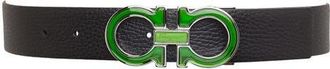 Ferragamo Salvatore Ferragamo Double Gancio Reversible Leather Belt in Nero Scrubs Green at Nordstrom, Size 34