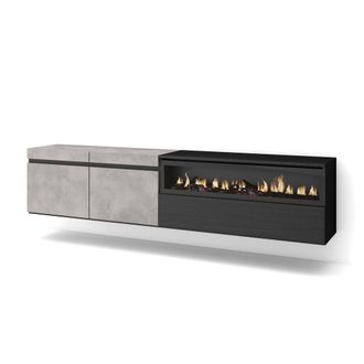 Skraut Home Skraut Home - Mueble Tv, Televisi&oacute;n, Muebles De Sal&oacute;n, Almacenaje, 200x45x35cm, Para Tv Hasta 80, Chimenea El&eacute;ctrica, Colgado, Suspendido, Estilo Mode