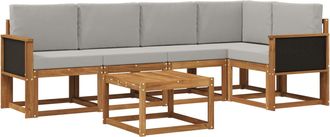 vidaXL Conjunto De Sof&aacute;s De Exterior 6 Uds. Natural Y Gris Claro Vidaxl