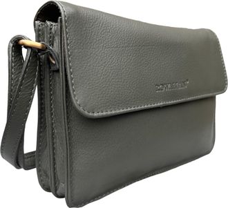 Rowallan Of Scotland Small Leather Dark Green Three Sectioned Crossbody Bag - 2794