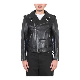 Alexander McQueen Combo Biker Jacket - Heren - Leren en Su&egrave;de Jassen - Zwart - XL - Jassen