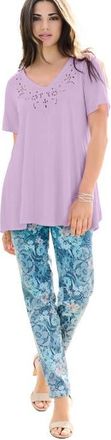 Roaman's Eyelet Swing Tee in Pale Lavender at Nordstrom, Size 32