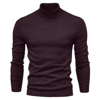Generic Mens Jumpers Long Sleeve Sweater Oversized Sweatshirt Casual Leisure Mens High Collar Pullover Sweater, Casual Pure Color Knit Top for Fall and Winter