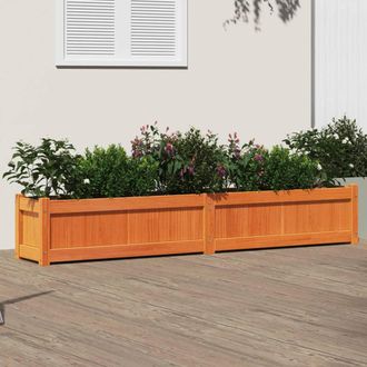 vidaXL Jardinera Exterior Madera Maciza Pino Marr&oacute;n Cera 180x31x31 Cm Vidaxl