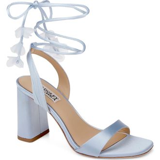 Badgley Mischka Westminster Ankle Wrap Sandal in Aqua Satin at Nordstrom, Size 5.5