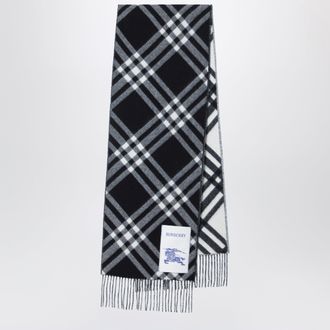Burberry Sciarpa Check nera in cashmere