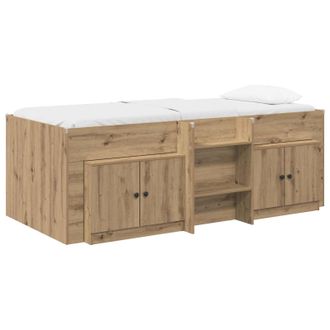 vidaXL Marco De Cama Loft Con Armario Con Puerta 3 Uds. Roble Artisan Vidaxl