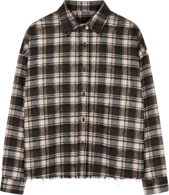 Laneus Oversize Check Flannel - Dames - Overhemden - Bruin - S - Overhemden