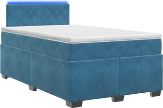 vidaXL Cama Con Base Tapizada, Colch&oacute;n Y Luz Led Azul 120 X 190 Cm Vidaxl
