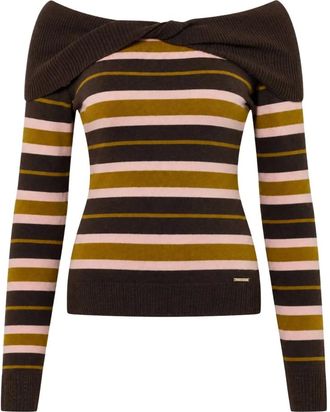 Twinset Jersey Bardot de Rayas - Knitwear - Mujer - Multicolor - XS