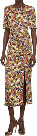 Saloni Tao Midi Dress In Astilbe Rouge