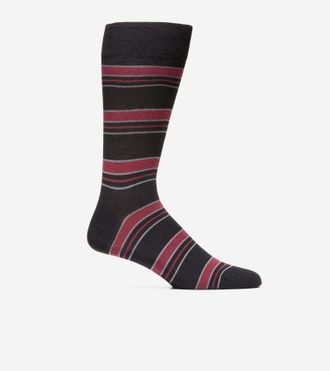 Cole Haan Mens Stripe Dress Crew Socks - Black