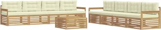 vidaXL Conjunto De Sof&aacute;s De Exterior 9 Uds. Blanco Y Crema Poli&eacute;ster Vidaxl