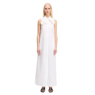 Karl Lagerfeld Kleedjes, Dames, Wit, S, Katoen, Maxi Shirt Dress