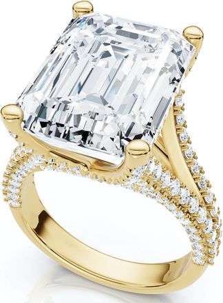 Pompeii3 Certified 9.80Ct Aspen Emerald Cut Diamond Engagement Ring 14k Gold Lab Grown