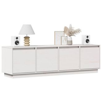 Berkfield Home TV Cabinet White 156x37x45 cm Solid Wood Pine | Size: 156 x 37 x 45 cm